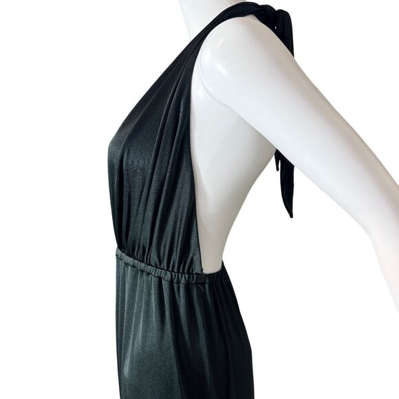 Halston Heritage Dress Womens 2 Black Halter Maxi Open Back Formal - Picture 4 of 8